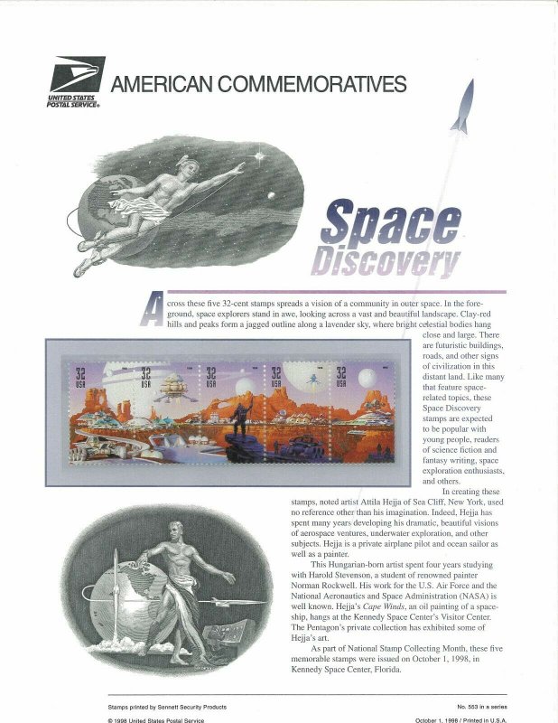 USPS COMMEMORATIVE PANEL #553 SPACE DISCOVERY #3238-3242