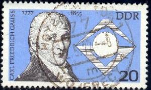 Carl Friedrich Gauss, Mathematician, DDR stamp SC#1811 used