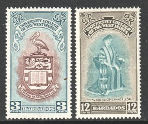 Barbados Scott 228/229 - SG283/284, 1951 University Set MH*