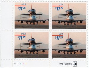 Scott #3262 $11.75 Piggyback Space Shuttle Plate Block of 4 Stamps (LL)