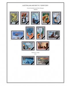 COLOR PRINTED AUSTRALIAN ANTARCTIC 1957-2020 STAMP ALBUM PAGES (44 illus. pages)