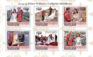 Togo - Royal Wedding - 6 Stamp  Sheet 20H-238