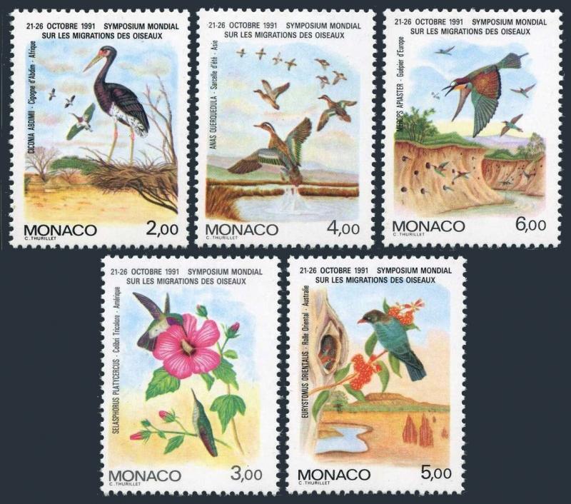 Monaco 1744-1748,MNH.Michel 1995-1999. Migratory Birds,1991.Ciconia abdimii,