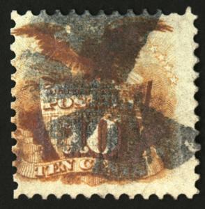 #116 10c Yellow 1869  Used Foreign Mail Cxl 