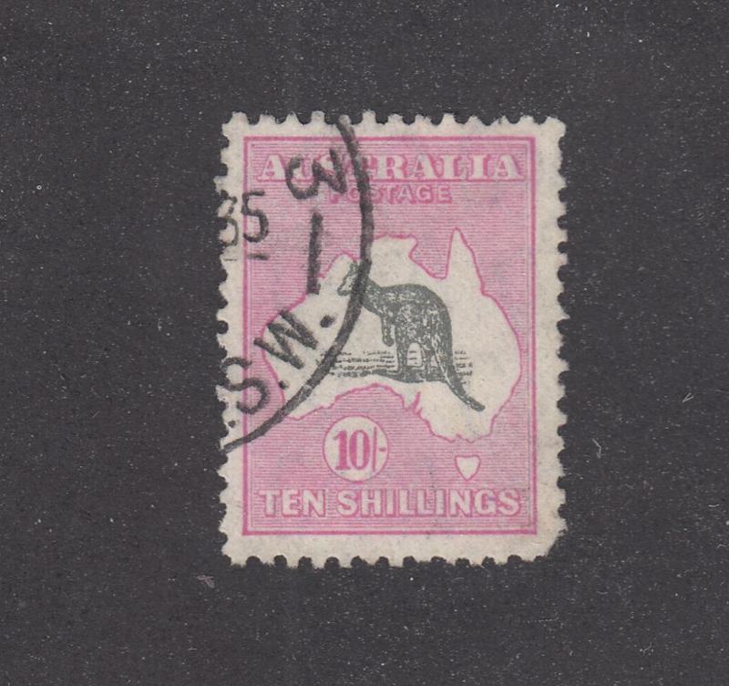 AUSTRALIA # 127 VF-LIGHT USED 10sh KANGAROO CAT VALUE $200+