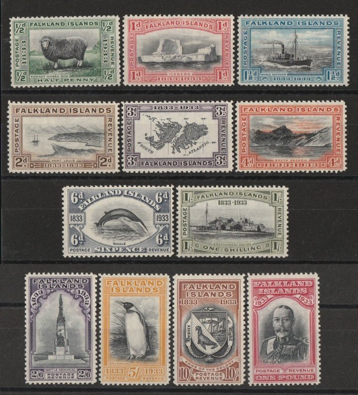 FALKLAND ISLANDS 1933 Centenary set ½d-£1 MNH ** Only 1300 sets issued KEY SET!