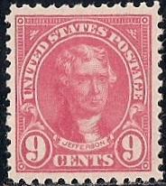 561A 9 cent Jefferson, Rare Color Pink Stamp mint OG NH XF