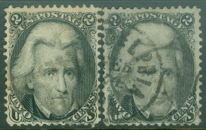 EDW1949SELL : USA 1863 Scott #73 F-VF, Used. 2 stamps. Scarce. Sound. Cat $130.