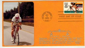 35c Olympic Airmail C110 BICYCLE - CYCLIST Edsel Masonic Orange Env Silver Text
