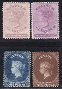 MOMEN: CEYLON SG #48,49,67 1863-70 CROWN CC MINT OG H £465 LOT #67221*