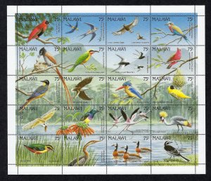 Malawi Scott 598 Sheet of 20 Mint Never Hinged - Birds