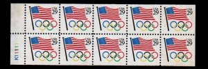 ALLY'S STAMPS US Scott #2528a 29c Flag & Olympic Rings B/P [10] MNH [F-40a]