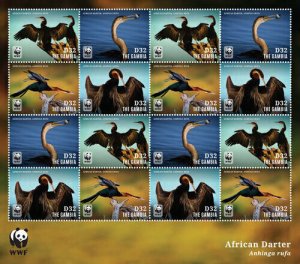 Gambia 2014 - World Wildlife Fund Birds - Sheet of 16 stamps - Scott #3565 - MNH