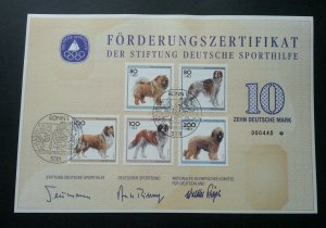 Germany Dogs 1996 Pets Animal Fauna (Certificate Sport Sponsorship) *rare