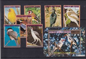 SA26g Equatorial Guinea 1976 Birds, mint stamps + minisheet