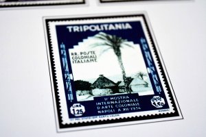 COLOR PRINTED TRIPOLITANIA 1923-1938 STAMP ALBUM PAGES (23 illustrated pages)