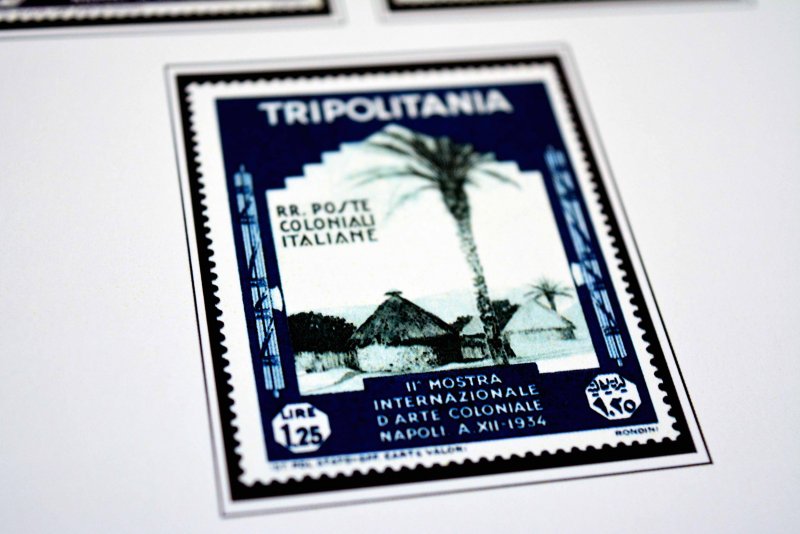 COLOR PRINTED TRIPOLITANIA 1923-1938 STAMP ALBUM PAGES (23 illustrated pages)