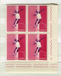 SAN MARINO; 1960 Olympics issue MINT MNH CORNER BLOCK of 4, 1L.