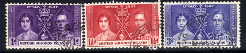 British Solomon Islands 1937 KGV1 Set Coronation SG 57 -59 ( J297 ) 