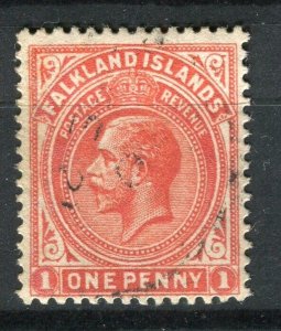 FALKLANDS; 1912 early GV issue fine used Shade of 1d. value