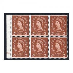 SB78 2d Edward Wmk Booklet Pane Cyl H6 Dot U/M