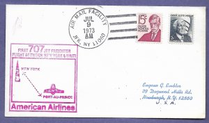 F26-80F AMERICAN, NEW YORK-PORT-AU-PRINCE 1973 1ST 707 FLIGHT AIRMAIL COVER