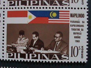 ​PHILIPPINES-1965-SC# 936-8 SIGNING  MANILA ACCORD-MAPILLINDO -MNH BLOCKS- VF