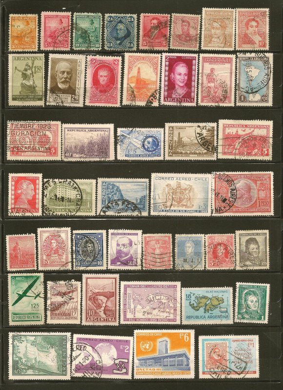 Argentina Collection of 43 Different Old Used Off Paper Stamps