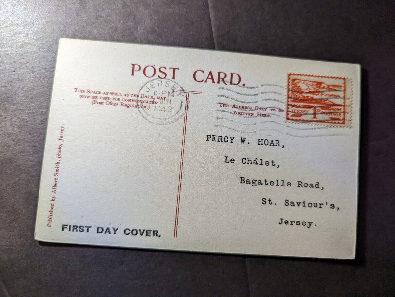 1943 British Channel Islands Postcard Cover Jersey CI Local Use