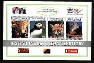 BIOT-Sc#218-unused NH sheet-Birds-Puffins-Animals-2000-