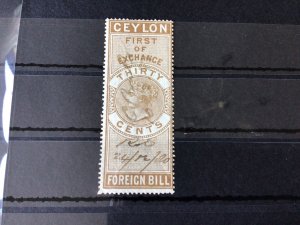 Ceylon Queen Victoria Foreign Bill Stamp Ref 56460