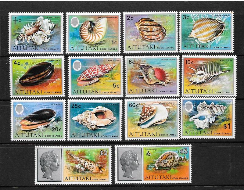 AITUTAKI  1974-75  SEASHELLS    SET 14    MNH     Sc 82/95