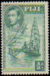 Fiji #117c Hinged Complete Set (1), 1941, Hinged