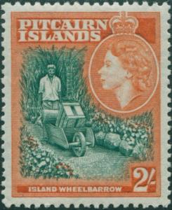 Pitcairn Islands 1957 SG27 2/- Wheelbarrow MLH