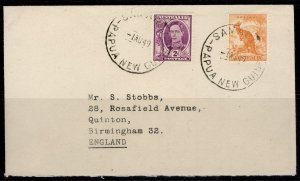 GVI AUS USED in Papua New Guinea, 1949 cover with double franking, SAMARAI pmks