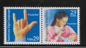 UNITED STATES, 2784A, MNH, PAIR, AMERICAN SIGN LANGUAGE