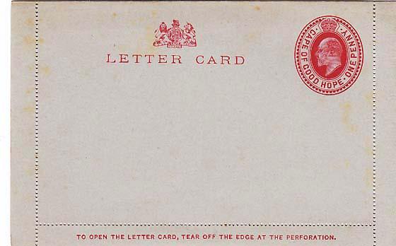 CAPE OF GOOD HOPE Edwardian One Penny Letter Card