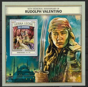 2016 Sierra Leone Mi: BL1086 Rudolph Valentino MNH S/S