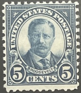 Scott #637 1927 5¢ Theodore Roosevelt rotary perf. 11 x 10.5 unused no gum