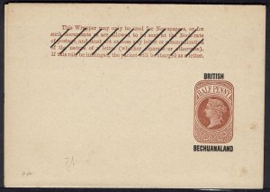 BECHUANALAND 1889 QV ½D WRAPPER