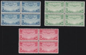 US C20-C22 20c, 25c, 50c Airmail China Chopper Mint Blocks of 4 XF OG NH SCV$94+