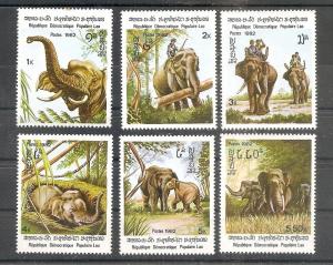 Laos 355-60 MNH 1982 Elephants Issued without Gum