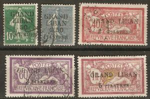 Lebanon 5 Different Used F/VF 1924 SCV $21.60