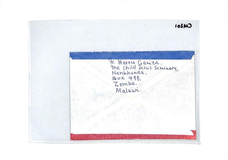 MALAWI Cover *Zomba* Air Mail MIVA Missionary Nankhunda SEMINARY 1989 CM201