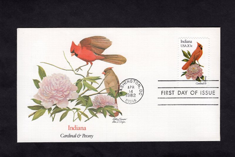 1966 Indiana Bird & Flower, FDC Fleetwood