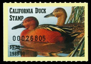 Scott CA20 1989 $7.50 California Duck Stamp Mint VF OG NH