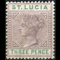 ST.LUCIA 1883 - Scott# 32a Queen Die A 3p LH