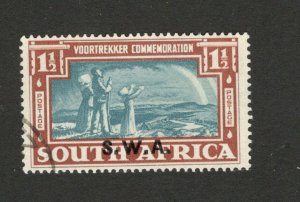 SOUTH AFRICA - USED STAMP , 1 1/2  - VOORTREKKER COMMEMORATION -OVERPRINT S.W.A.