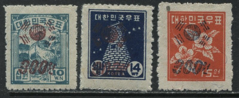 Korea 3 overprinted with new values unmounted mint NH