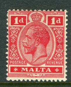 MALTA; 1914-21 early GV issue fine Mint hinged shade of 1d. value